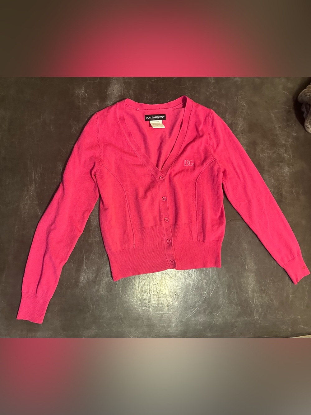 Dolce & Gabbana Bright Pink V-Neck Button Cardigan
